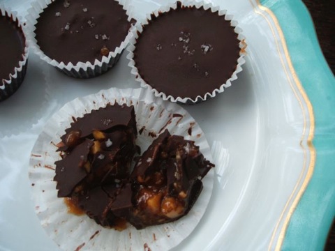 chocolates on turquoise plate