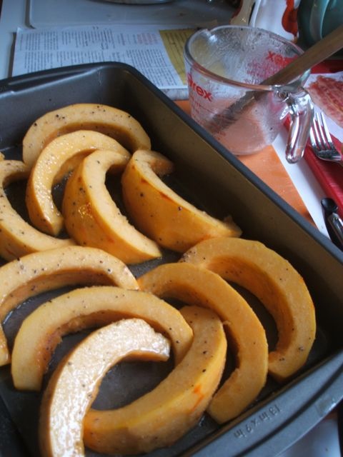 Pumpkin salad buttered slices