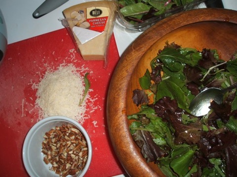 Pumpkin salad greens cheese