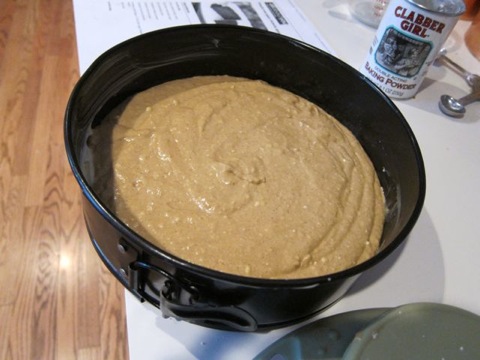 Treacle sponge batter in pan
